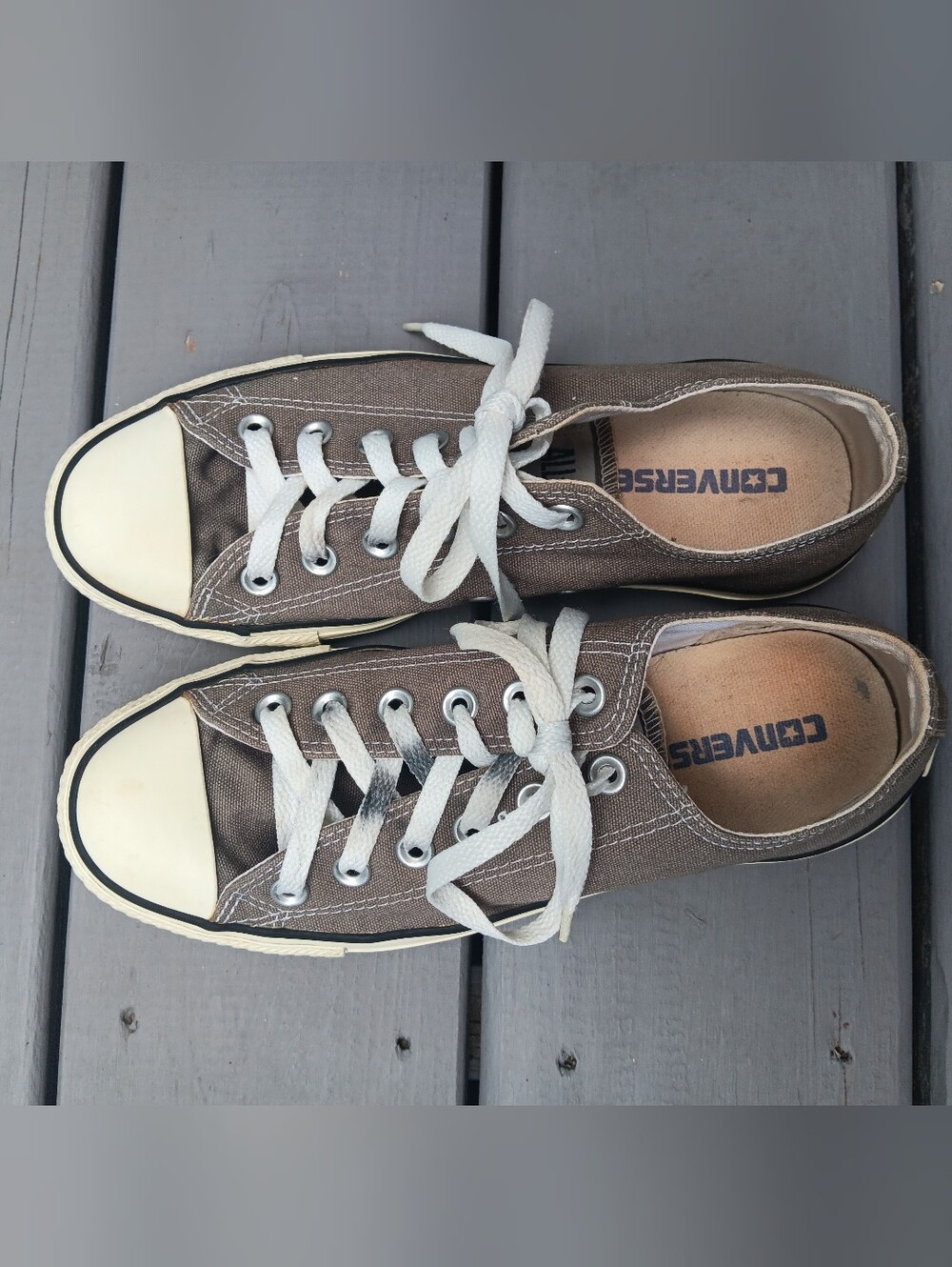 Converse All Star Low Top Sneakers - Charcoal / Taupe Grey (Women's US 8)
